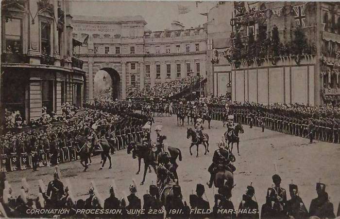 Rare vintage RPPC of the coronation procession 1911 field marshalls