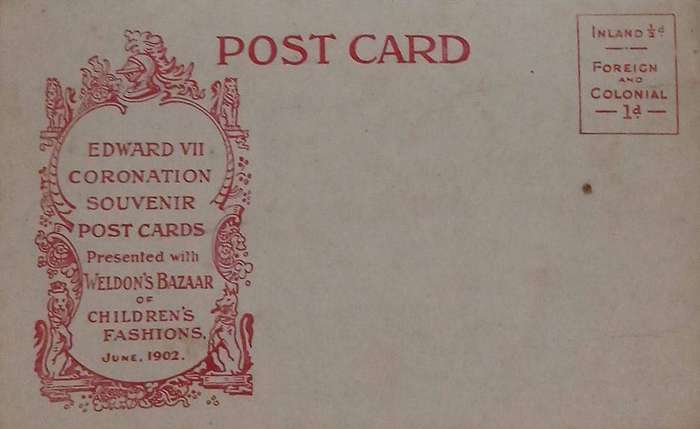 Mint coronation souvenir postcard of King EdwardVII welding Bazaar 1902