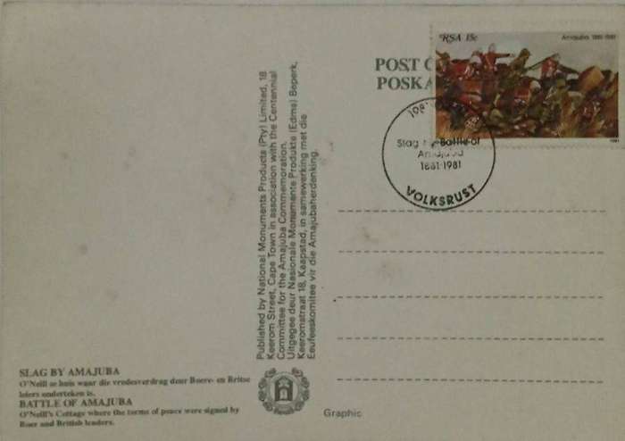 Battle of Amajube centenary postcard set of 6 1981
