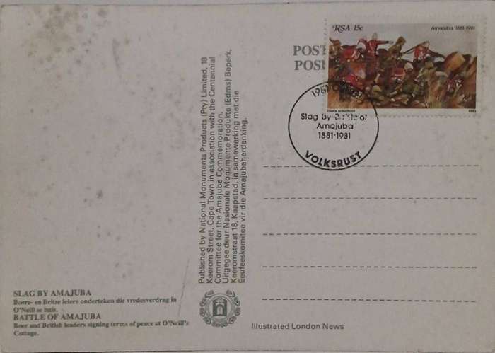 Battle of Amajube centenary postcard set of 6 1981