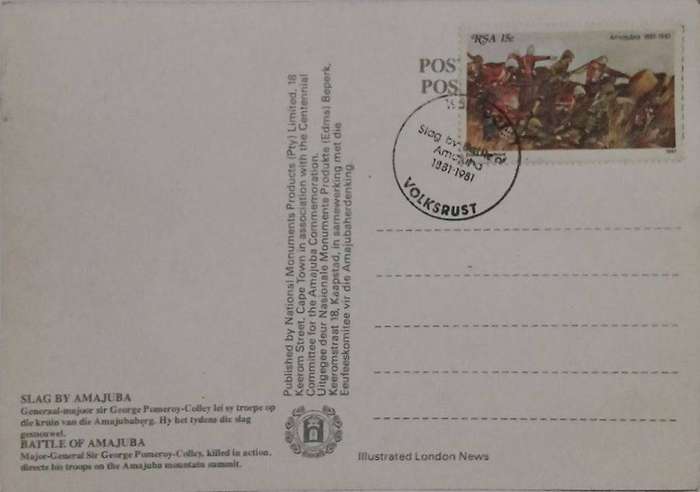 Battle of Amajube centenary postcard set of 6 1981