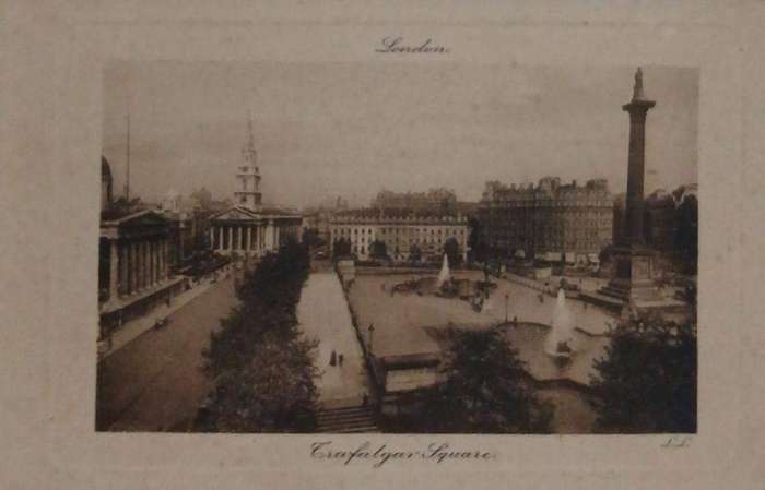 Vintage RPPC POSTCARD of Trafalgar square london 1909