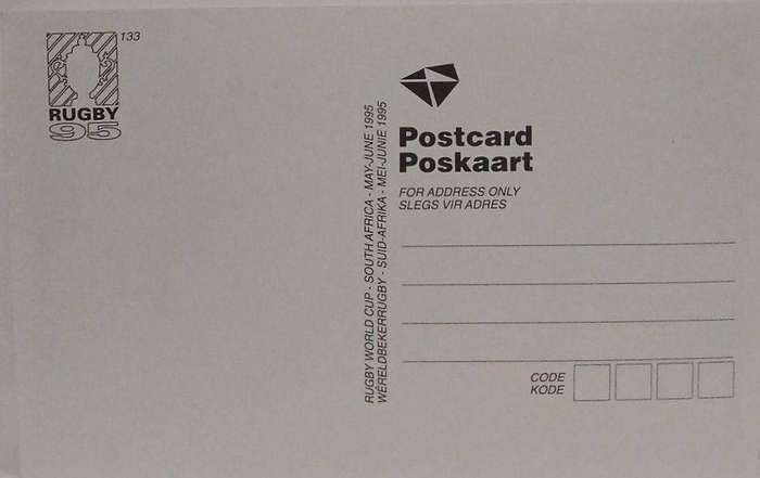 Set of 9 postcard commemorating the SA rugby world cup 1995