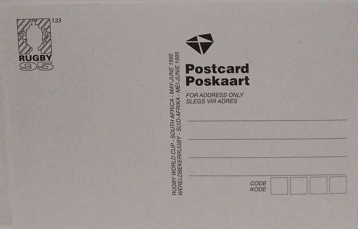 Set of 9 postcard commemorating the SA rugby world cup 1995
