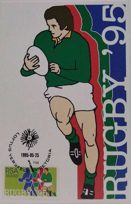 Set of 9 postcard commemorating the SA rugby world cup 1995