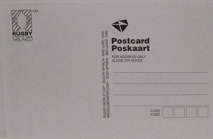 Set of 9 postcard commemorating the SA rugby world cup 1995