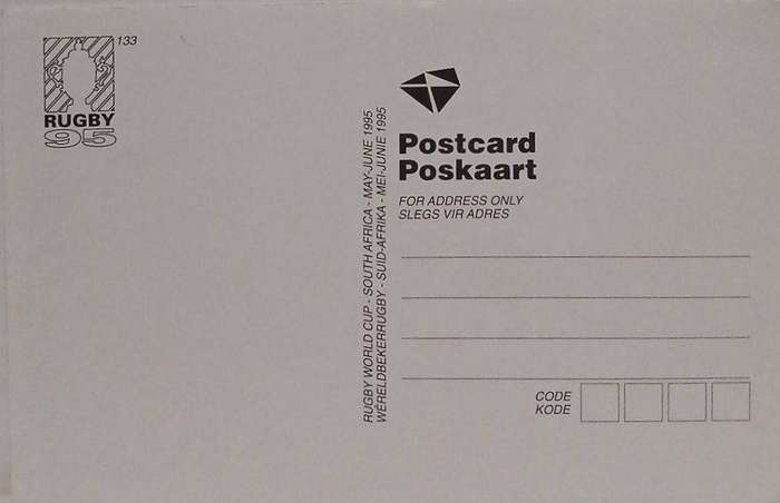 Set of 9 postcard commemorating the SA rugby world cup 1995