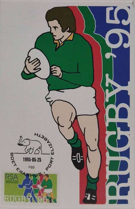 Set of 9 postcard commemorating the SA rugby world cup 1995