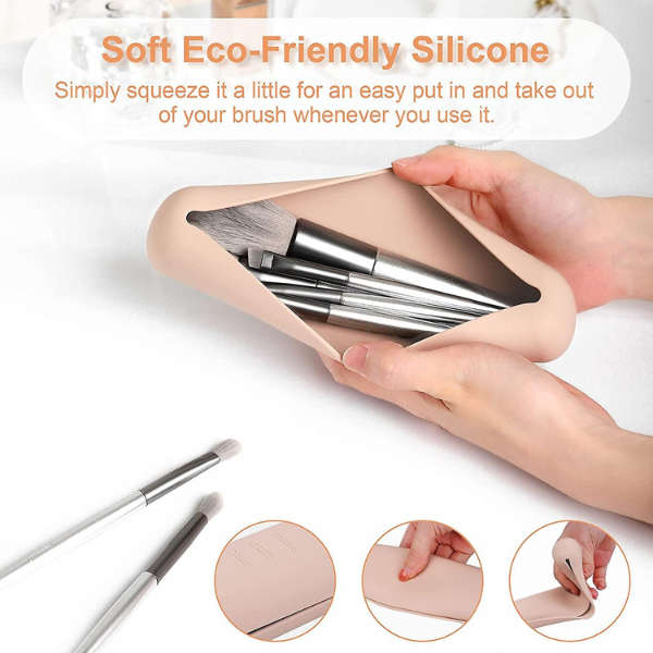 Makeup Cosmetic Brush Travel Holder Kit Pouch With Magnetic Snaps