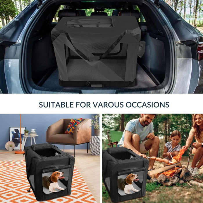 Pet Ventilated Collapsible Portable Mesh Travel Carrier Including Collapsible Silicone Pet Bowl and