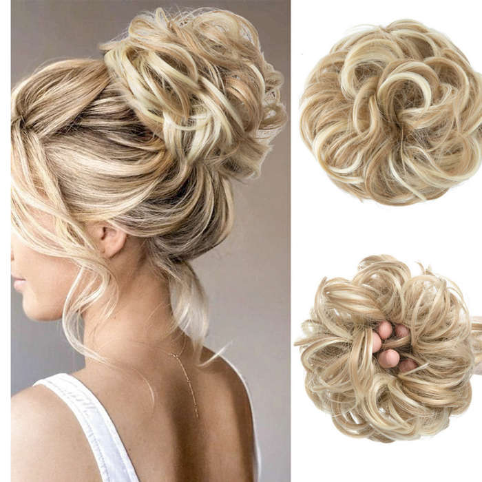 Tousled Messy Hair Chignon Scrunchie Hair Bun