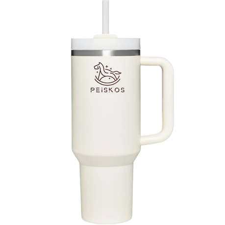 Premium PEISKOS  Tumbler with Handle Straw Stainless Steel Vacuum Mug