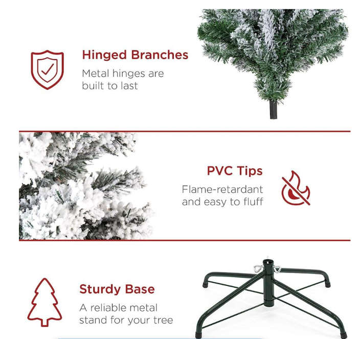Premium Snow Flocked Artificial Holiday Christmas Tree - 1.8m