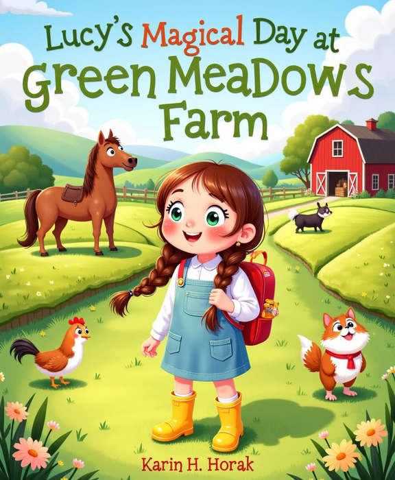 Lucy's Magical Day at Green Meadows Farm - 42 Pages Kids Picture Story eBook