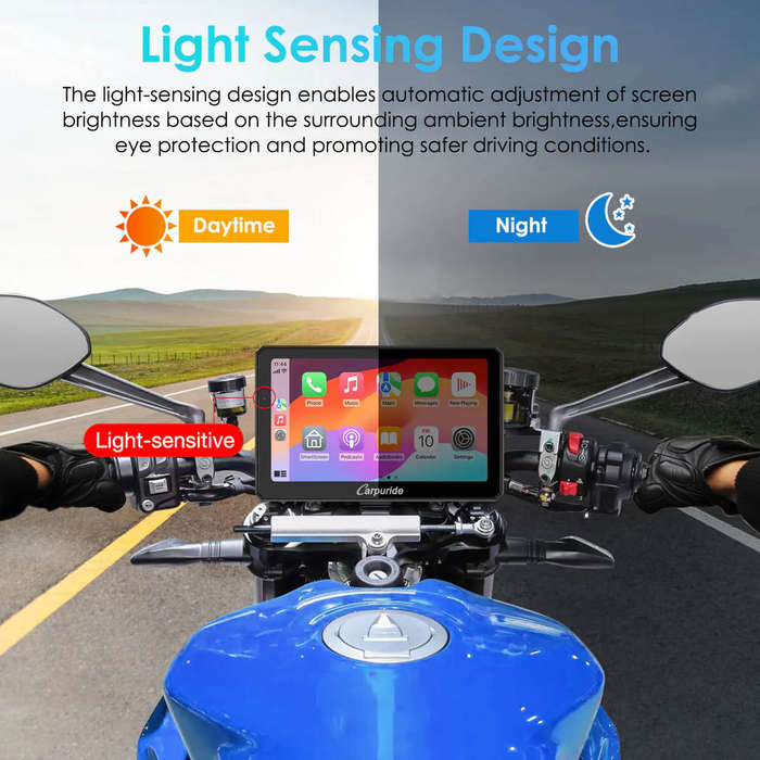 Carpuride W712D Rotatable Motorcycle Stereo with GPS Navigation & Dash Cam
