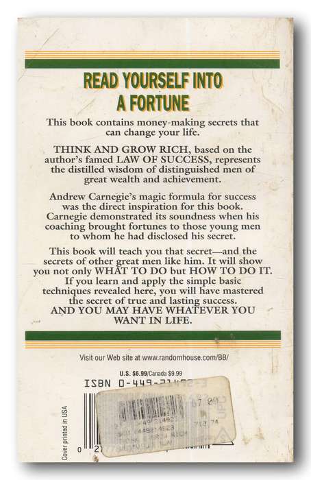 Think and Grow Rich by Napoleon Hill (1st Ballantine Ed Jan 1983)