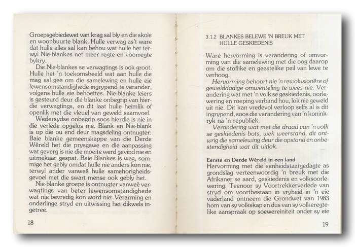 Hervorming en Geweld saamgestel deur SABRA (1985)