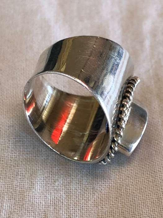 GORGEOUS CHUNKY 925 SILVER AND PURPLE STONE RING - 9.2G - SIZE Q