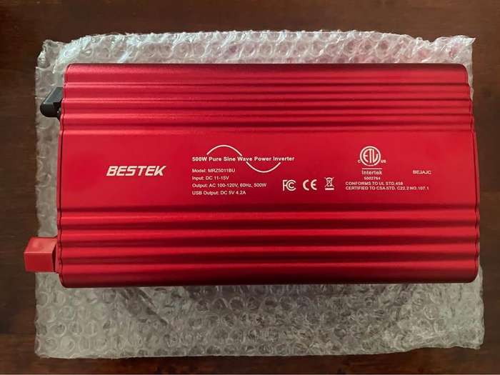 Bestek 500W Pure Sine Wave Inverter 12V - 110V 60Hz