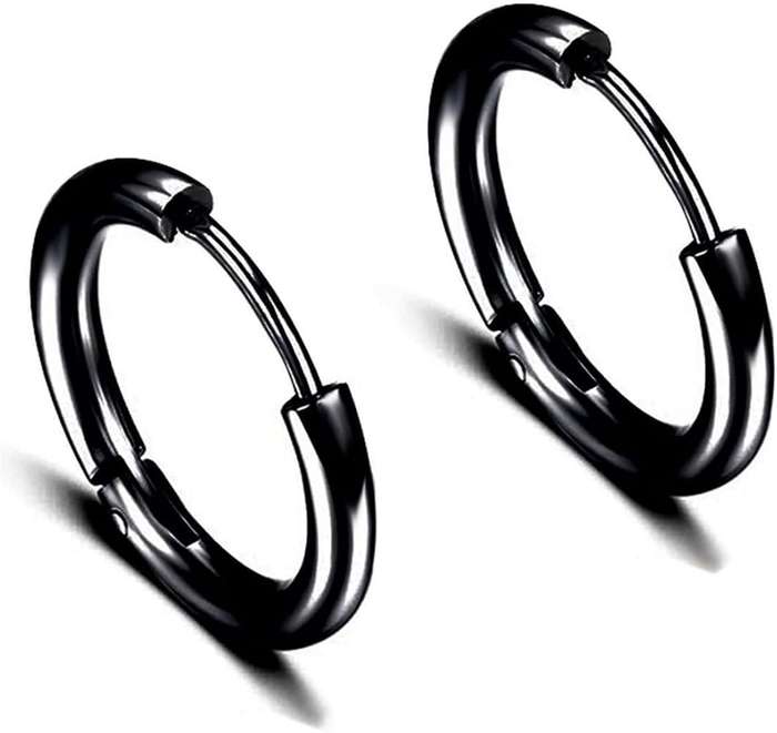 Black Hoop Earring Stainless Steel