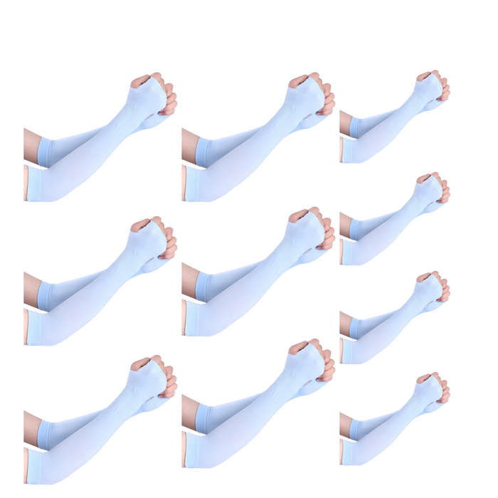 Let's Slim Arm Sleeves UV Sun Protection Arm Cover Sleeves - 10 Pairs(White)