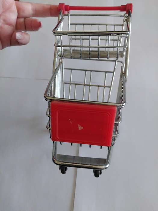 Miniature Double Shopping Trolley, Red, Size 170mm x 100mm x 130mm, See Photo's For More Info