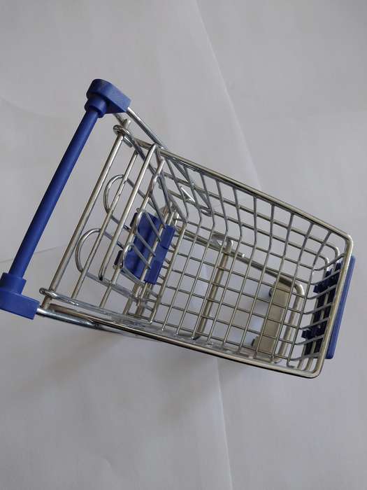 Miniature Shopping Trolley, Blue, Size 140mm x 130mm x 190mm, See Photo's For More Info