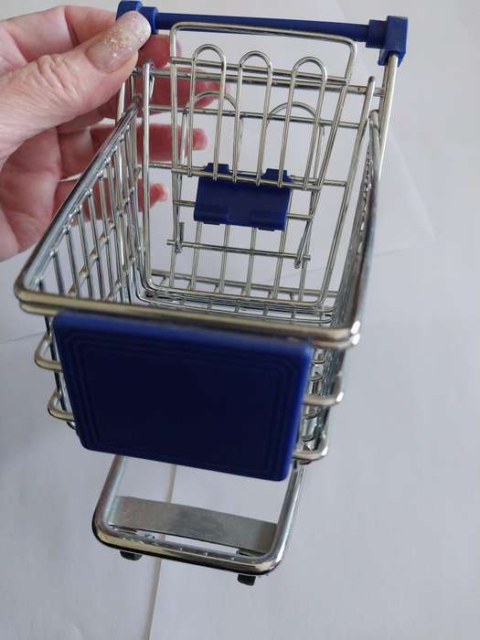Miniature Shopping Trolley, Blue, Size 140mm x 130mm x 190mm, See Photo's For More Info