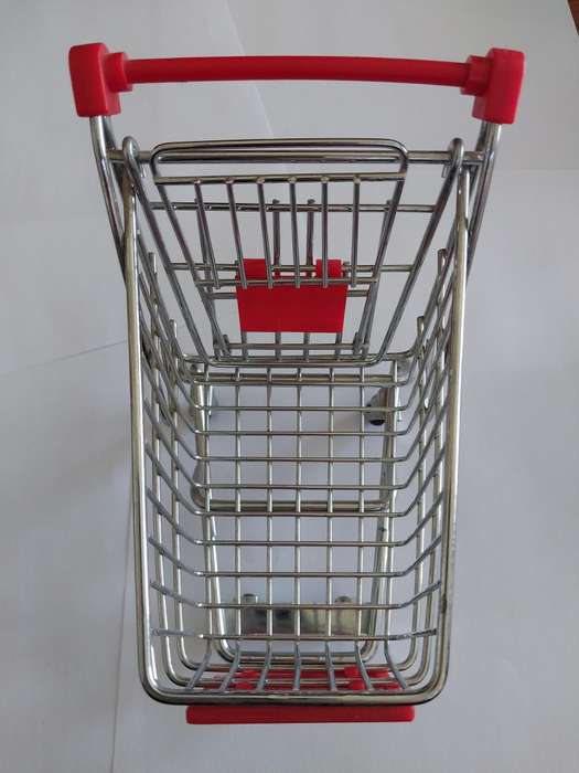 Miniature Shopping Trolley, Red, Size 140mm x 130mm x 190mm, See Photo's For More Info
