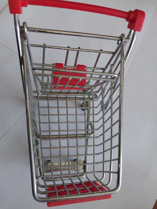 Miniature Shopping Trolley, Red, Size 140mm x 130mm x 190mm, See Photo's For More Info