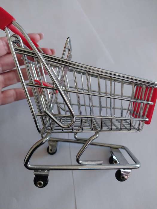 Miniature Shopping Trolley, Red, Size 140mm x 130mm x 190mm, See Photo's For More Info