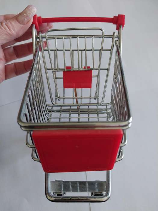 Miniature Shopping Trolley, Red, Size 140mm x 130mm x 190mm, See Photo's For More Info