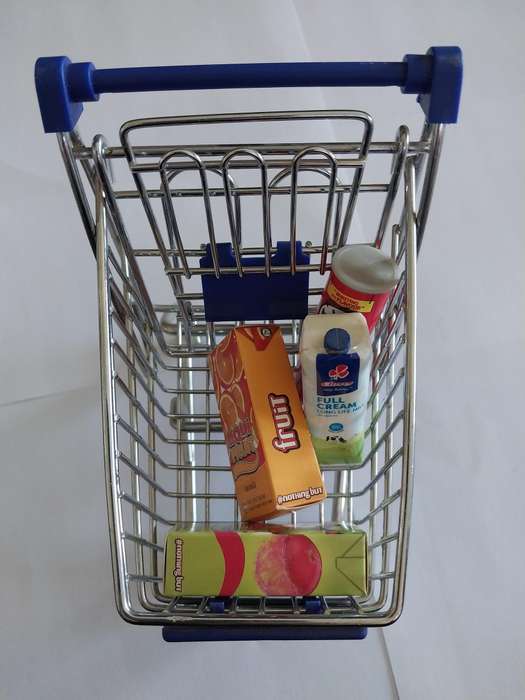 Miniature Shopping Trolley, Blue, Size 140mm x 130mm x 190mm, See Photo's For More Info