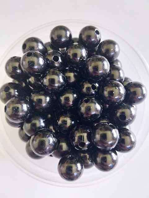 Acrylic Beads, Round, Black, 10mm, ±20pc, 11.2gr