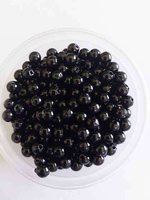 Acrylic Beads, Round, Black, 6mm, ±100pc, 10.6gr