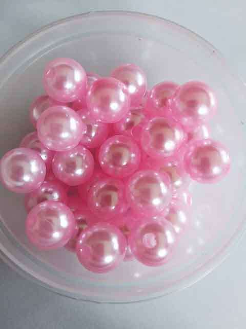 Acrylic Beads, Round, Pearl, Pink, 12mm, ±50pc, 42.4gr