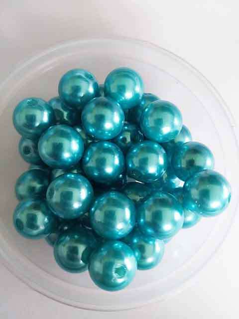 Acrylic Beads, Round, Pearl, Turquoise, 12mm, ±50pc, 42.4gr