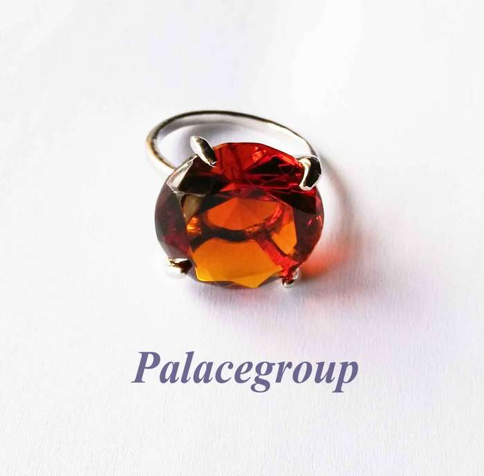 Display Ring, Silver Alloy + Round Cut Simulated Garnet, Ring Size ±28mm, Diameter 29mm, Height 18mm