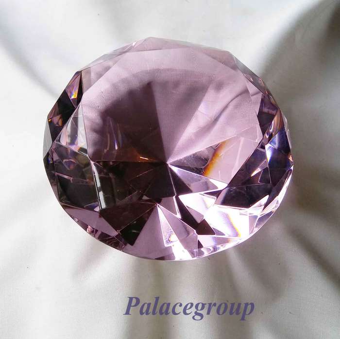 Display Item, Light Pink Crystal, Round Cut, Dia 122mm, Height 78mm, Weight 976gr
