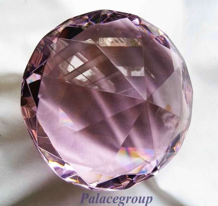 Display Item, Light Pink Crystal, Round Cut, Dia 122mm, Height 78mm, Weight 976gr