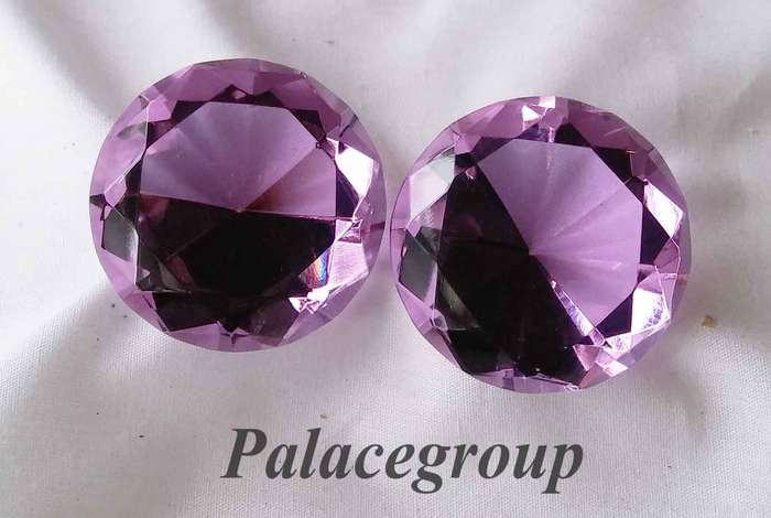 Display Item, 2 x  Purple Amethyst Crystals, Round Cut, Dia 40mm, Height 25mm, Weight 32gr