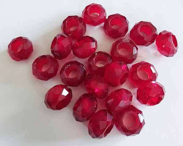 Pandora Beads, Big Hole, Red Crystal, 4pc