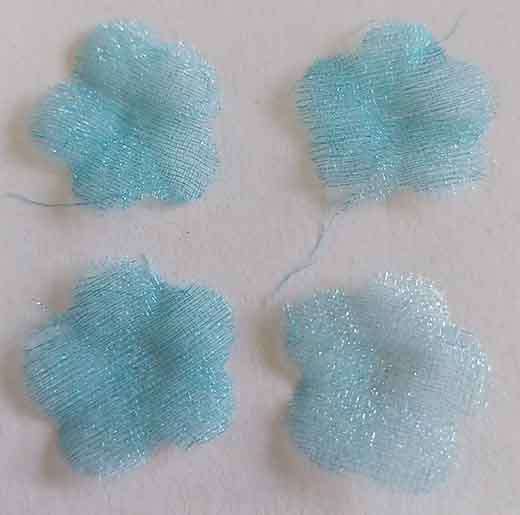 Embellishments, Fabric, Flower, Blue, 16mm, 4pc
