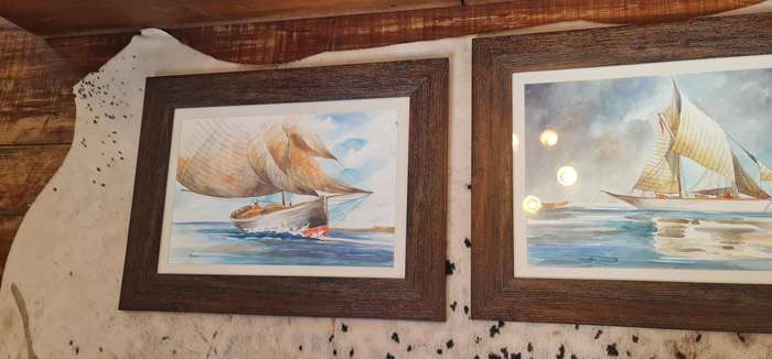 Original Art. Yacht Paintings (two) by Renown Artist, Roland. Framed.