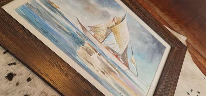 Original Art. Yacht Paintings (two) by Renown Artist, Roland. Framed.