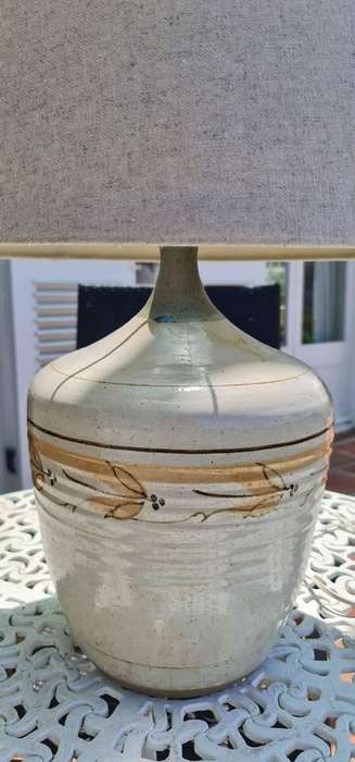 Lamp. Fabulous contemporary ceramic lamp shaped like a vintage bottle. Includes lampshade.