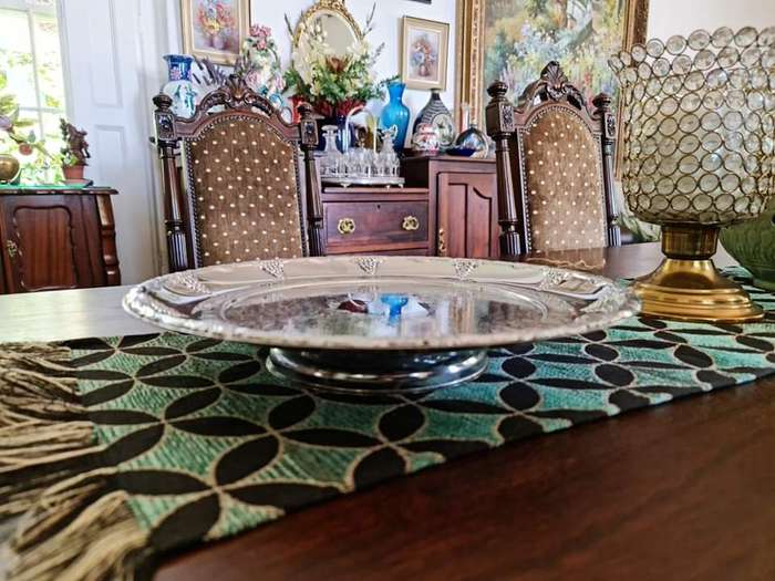 Pretty Engraved Silver Plate Serving Tray. Perfect for a fruit and cheese platter or decanters.
