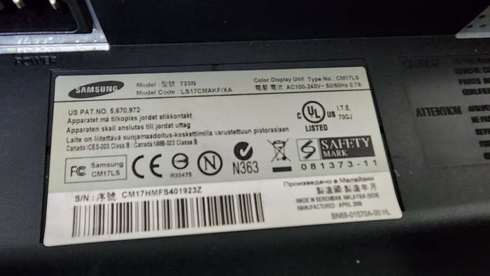 One Lot containing 2 x Samsung VGA Monitors - Working (No Stands or Cables - See Description)