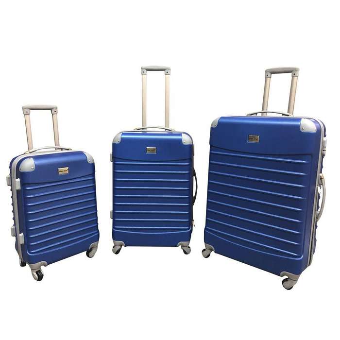 Blue Star 3-Piece Blue Hard Shell Luggage Set  Spinner Wheels, Corner Guards, Durable ABS Cases
