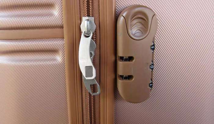 Rose Gold ABS Luggage Set - 3 Piece Spinner Suitcases with Locks, Polka Dot Lining & Sleek Design